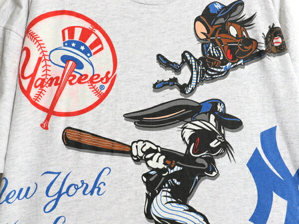 90s ヤンキース ワーナー キャラクター イラスト プリント Tシャツ メンズ XL 古着 オールド MLB 大リーグ 野球 オフィシャル 大きいサイズ