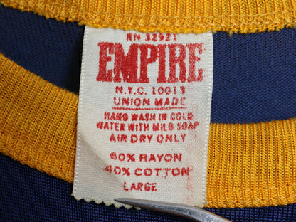 70s USA製 EMPIRE フロッキー プリント フットボール Tシャツ メンズ L 小さめ M / ヴィンテージ 半袖Tシャツ レーヨン コットン ツートン