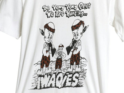 80s キャラクター パロディ イラスト プリント Tシャツ レディース S 程 古着 ヴィンテージ グラフィック ヘビーウェイト 白 インディアン