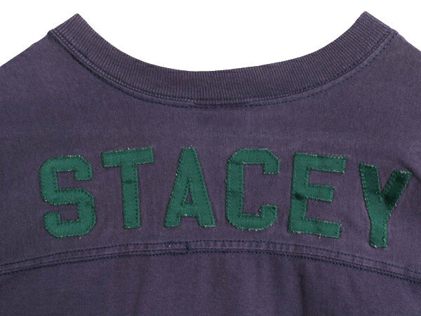 90s USA製 ラッセル フットボール 半袖 Tシャツ メンズ L / オールド ヘビーウェイト ナンバリング ワッペン カットソー ツートン ナス紺