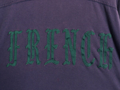 90s USA製 ラッセル フットボール 半袖 Tシャツ メンズ L / オールド ヘビーウェイト ナンバリング ワッペン カットソー ツートン ナス紺