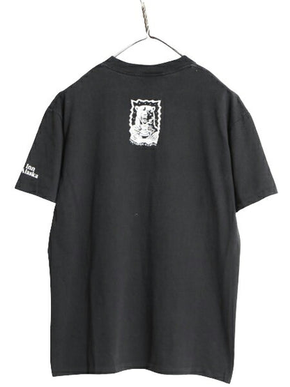 90s USA製 グリズリー 企業 イラスト プリント 半袖 Tシャツ メンズ M 90年代 オールド 企業物 アニマル キャラクター シングルステッチ 黒