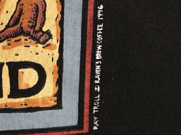 90s USA製 グリズリー 企業 イラスト プリント 半袖 Tシャツ メンズ M 90年代 オールド 企業物 アニマル キャラクター シングルステッチ 黒