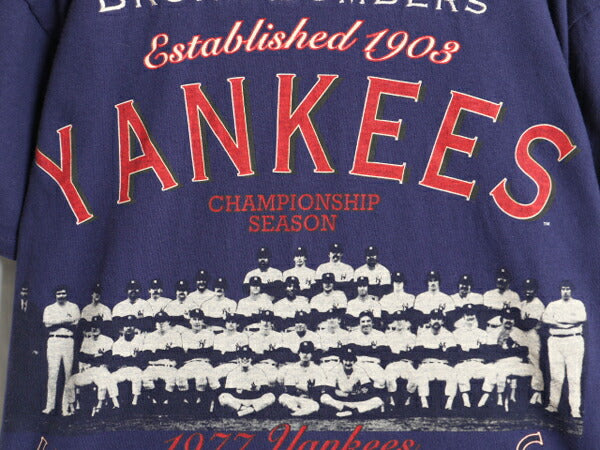 90s USA製 MLB オフィシャル LONG GONE ヤンキース プリント Tシャツ メンズ M オールド 当時物 シングルステッチ 大リーグ ヘビーウェイト