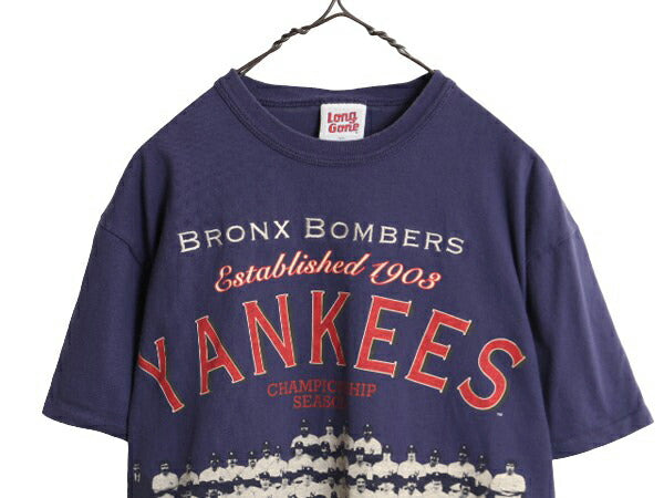 90s USA製 MLB オフィシャル LONG GONE ヤンキース プリント Tシャツ メンズ M オールド 当時物 シングルステッチ 大リーグ ヘビーウェイト