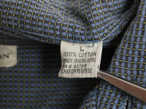 90s M. GORDON 織柄 コットン 長袖 シャツ メンズ L / 古着 90年代 オールド ポケット付き 総柄 BARTELL&GORDON カジュアル シンプル 上質