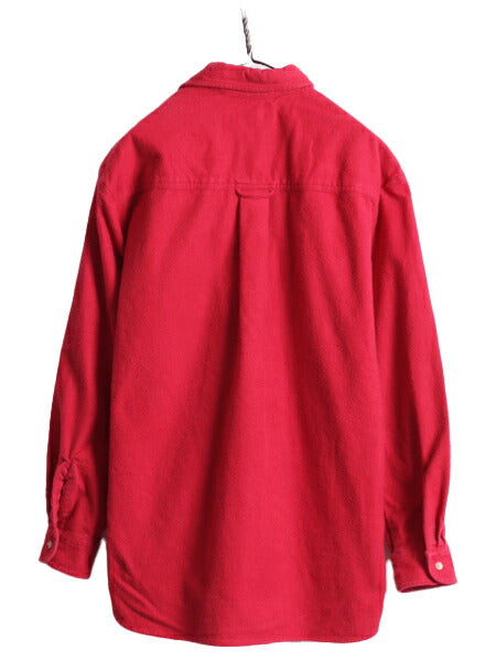 90s エディーバウアー コットン シャモア クロス 長袖 シャツ メンズ M 古着 90年代 オールド Eddie Bauer ヘビー ネルシャツ 黒タグ 無地