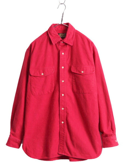 90s エディーバウアー コットン シャモア クロス 長袖 シャツ メンズ M 古着 90年代 オールド Eddie Bauer ヘビー ネルシャツ 黒タグ 無地