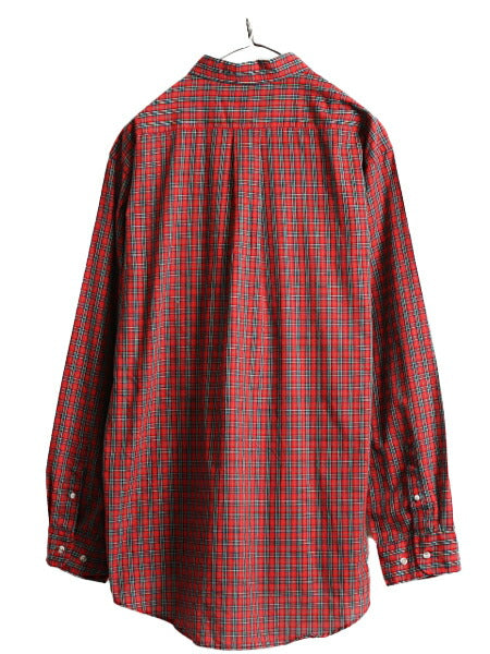 90s エディーバウアー チェック 長袖 ボタンダウン シャツ メンズ XL 90年代 オールド Eddie Bauer 長袖シャツ ポケット付き 大きいサイズ