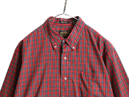 90s エディーバウアー チェック 長袖 ボタンダウン シャツ メンズ XL 90年代 オールド Eddie Bauer 長袖シャツ ポケット付き 大きいサイズ