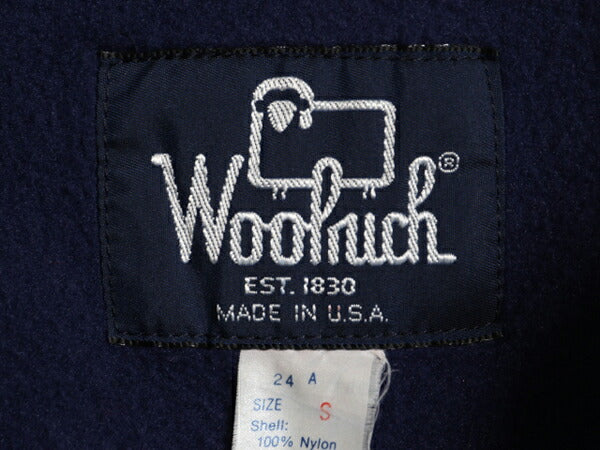 80s USA製 ウールリッチ ナイロン ベスト メンズ S 古着 Woolrich 80年代 ヴィンテージ アウトドア 裏 フリース 重ね着 フルジップ 紺タグ