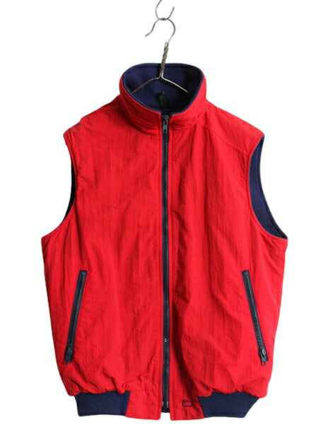 80s USA製 ウールリッチ ナイロン ベスト メンズ S 古着 Woolrich 80年代 ヴィンテージ アウトドア 裏 フリース 重ね着 フルジップ 紺タグ