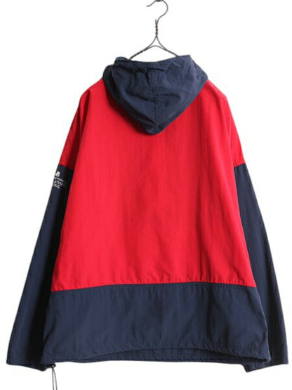 90s USA製 エルエルビーン ナイロン アノラック パーカー ジャケット レディース L メンズ S 程 オールド LLBEAN ハーフジップ マンパ 企業