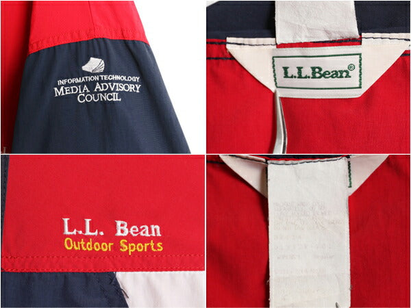 90s USA製 エルエルビーン ナイロン アノラック パーカー ジャケット レディース L メンズ S 程 オールド LLBEAN ハーフジップ マンパ 企業