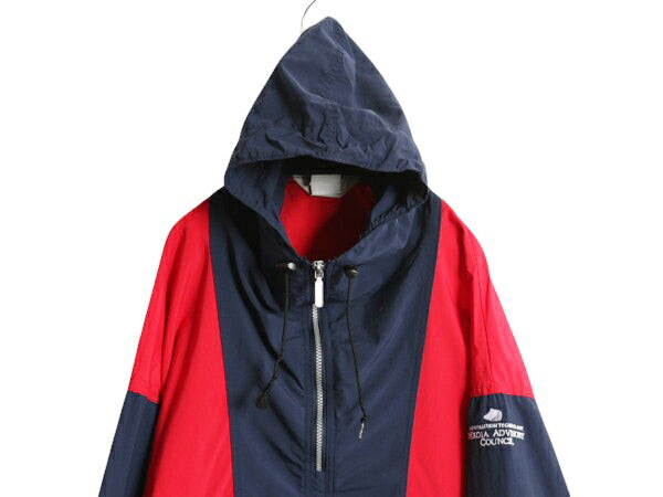 90s USA製 エルエルビーン ナイロン アノラック パーカー ジャケット レディース L メンズ S 程 オールド LLBEAN ハーフジップ マンパ 企業