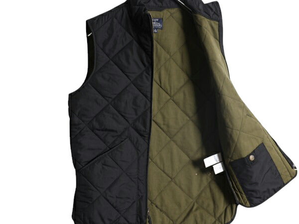 J CREW 中綿 ナイロン キルティング ベスト メンズ XS / ジェイクルー 前開き 重ね着 フルジップ ハイネック ポケット付き ノースリーブ 黒