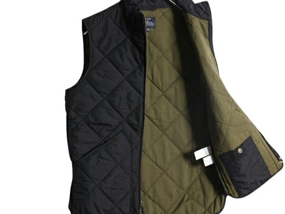 J CREW 中綿 ナイロン キルティング ベスト メンズ XS / ジェイクルー 前開き 重ね着 フルジップ ハイネック ポケット付き ノースリーブ 黒