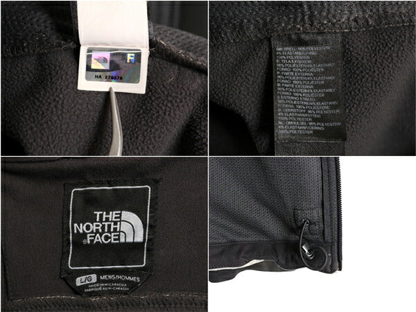 US企画 ノースフェイス APEX ソフトシェル ジャケット メンズ L The North Face ストレッチ 裏 フリース ジャンパー フルジップ ツートン|| 中古 日本未発売 アウトドア ブルゾン ハイネック エイペックス ジップアップ ワンポイント ロゴ刺繍 チャコール ホワイト アメカジ