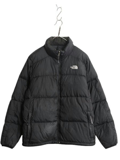 ノースフェイス ナイロン ダウン ジャケット メンズ L / The North Face ブルゾン ハイネック フルジップ キルティング 550フィル ブラック