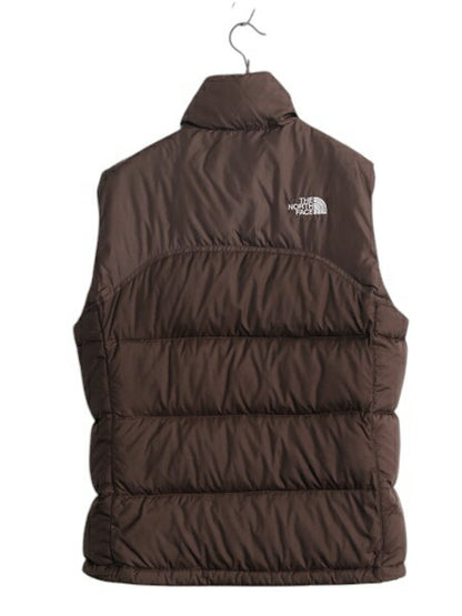 ノースフェイス ヌプシ ダウン ベスト レディース S The North face アウトドア NUPTSE 700フィル フルジップ 重ね着 前開き パッカブル 茶