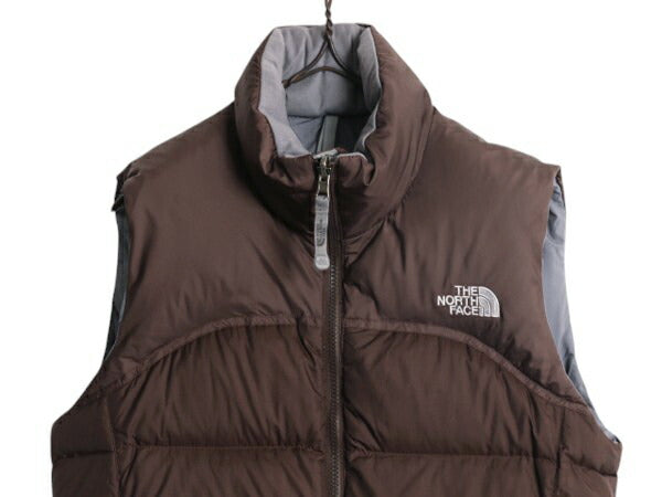 ノースフェイス ヌプシ ダウン ベスト レディース S The North face アウトドア NUPTSE 700フィル フルジップ 重ね着 前開き パッカブル 茶