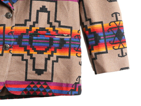 デッドストック 90s USA製 ペンドルトン ネイティブ テーラード ジャケット レディース M / ブレザー KNOCK ABOUTS PENDLETON ウール 総柄