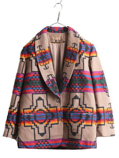 デッドストック 90s USA製 ペンドルトン ネイティブ テーラード ジャケット レディース M / ブレザー KNOCK ABOUTS PENDLETON ウール 総柄