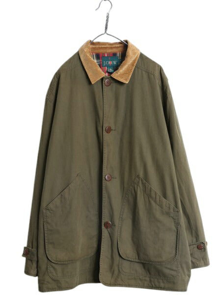 90s ジェイクルー ハンティング ジャケット メンズ L / オールド JCREW 巨人タグ チェック ライナー付き コットン カバーオール アウトドア
