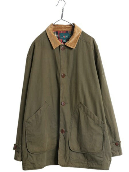 90s ジェイクルー ハンティング ジャケット メンズ L / オールド JCREW 巨人タグ チェック ライナー付き コットン カバーオール アウトドア