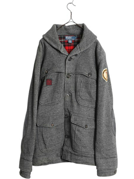00s ポロ ラルフローレン スウェット ダブル マッキーノ ジャケット メンズ M オールド ショールカラー フランネル ライナー付き ブルゾン