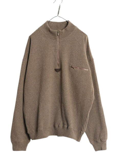 80s エルエルビーン ハーフジップ ニット セーター メンズ L / ヴィンテージ LLBEAN プルオーバー ハイネック ウール コットン 裏起毛 無地