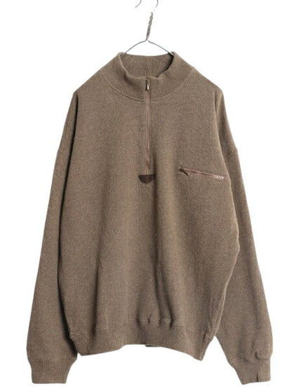 80s エルエルビーン ハーフジップ ニット セーター メンズ L / ヴィンテージ LLBEAN プルオーバー ハイネック ウール コットン 裏起毛 無地