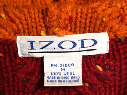 80s アイゾッド ウール ニット カーディガン ジャケット レディース M / ヴィンテージ IZOD ケーブル フード パーカー セーター クレイジー
