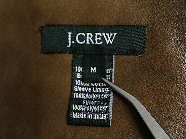 ジェイクルー 本革 レザー ハーフ コート M 革ジャン J CREW フィールド ジャケット 中綿 キルティング ライナー付き ジャンパー ブラウン