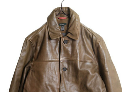 ジェイクルー 本革 レザー ハーフ コート M 革ジャン J CREW フィールド ジャケット 中綿 キルティング ライナー付き ジャンパー ブラウン