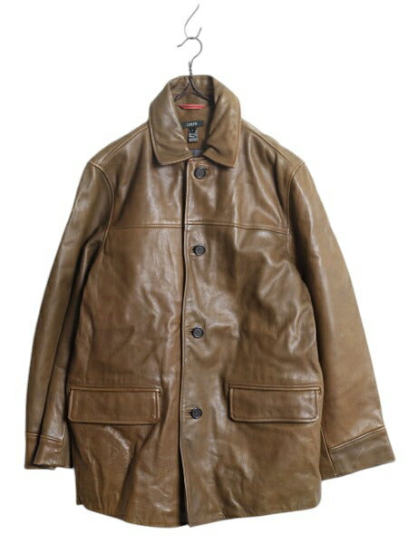 ジェイクルー 本革 レザー ハーフ コート M 革ジャン J CREW フィールド ジャケット 中綿 キルティング ライナー付き ジャンパー ブラウン