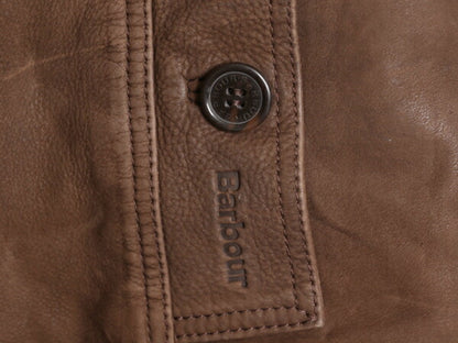 バブアー 本革 レザー ハーフ コート 8 レディース M 程 / Barbour 革ジャン ジャケット チェック 中綿 ライナー付き ブラウン 3ワラント