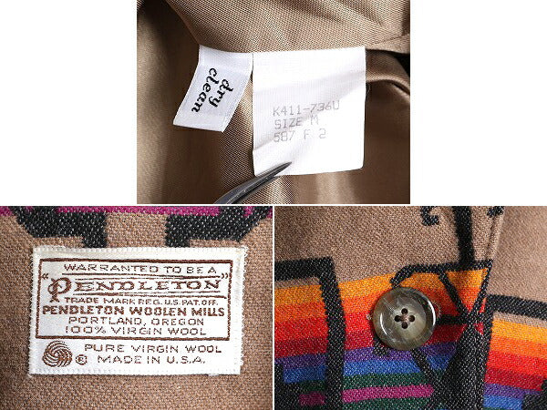 デッドストック 90s USA製 ペンドルトン ネイティブ テーラード ジャケット レディース M 90年代 オールド ブレザー PENDLETON ウール 総柄