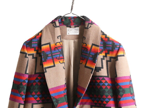 デッドストック 90s USA製 ペンドルトン ネイティブ テーラード ジャケット レディース M 90年代 オールド ブレザー PENDLETON ウール 総柄