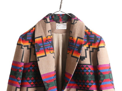 デッドストック 90s USA製 ペンドルトン ネイティブ テーラード ジャケット レディース M 90年代 オールド ブレザー PENDLETON ウール 総柄
