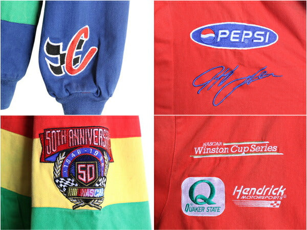 90s ジェフハミルトン レーシング ジャケット メンズ XXL / 古着 オールド 当時物 NASCAR 50周年記念 DUPONT コットン 企業物 大きいサイズ