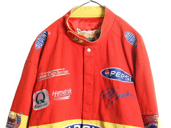 90s ジェフハミルトン レーシング ジャケット メンズ XXL / 古着 オールド 当時物 NASCAR 50周年記念 DUPONT コットン 企業物 大きいサイズ