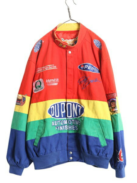 90s ジェフハミルトン レーシング ジャケット メンズ XXL / 古着 オールド 当時物 NASCAR 50周年記念 DUPONT コットン 企業物 大きいサイズ