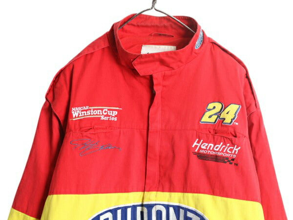 90s ナスカー オフィシャル コットン レーシング ジャケット メンズ XL 古着 オールド CHASE NASCAR ジェフゴードン DUPONT 当時物 企業物