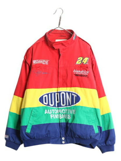 90s ナスカー オフィシャル コットン レーシング ジャケット メンズ XL 古着 オールド CHASE NASCAR ジェフゴードン DUPONT 当時物 企業物