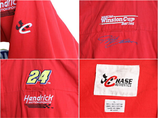 90s ナスカー オフィシャル コットン レーシング ジャケット メンズ XL 古着 オールド CHASE NASCAR ジェフゴードン DUPONT 当時物 企業物