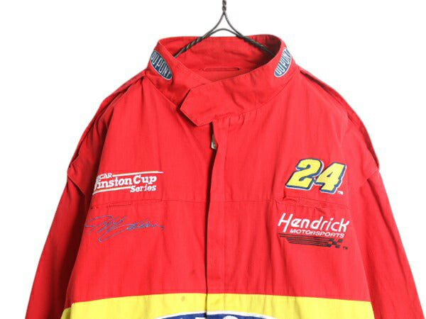 90s ナスカー オフィシャル コットン レーシング ジャケット メンズ XL 古着 オールド CHASE NASCAR ジェフゴードン DUPONT 当時物 企業物
