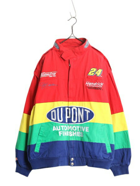 90s ナスカー オフィシャル コットン レーシング ジャケット メンズ XL 古着 オールド CHASE NASCAR ジェフゴードン DUPONT 当時物 企業物