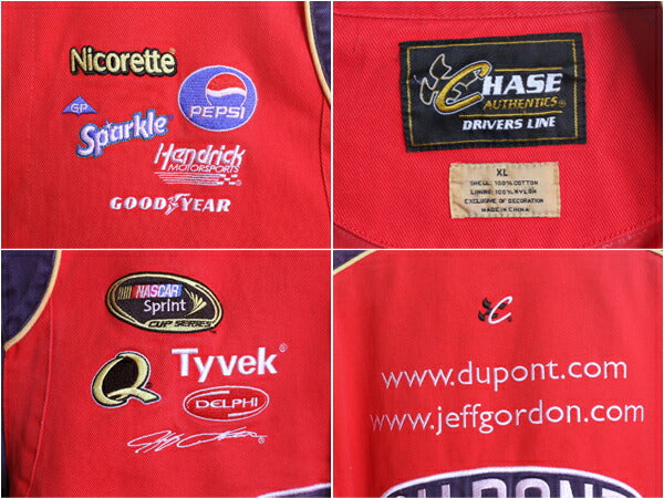 00s ナスカー オフィシャル レーシング ジャケット メンズ XL / オールド CHASE NASCAR ジェフゴードン DUPONT 当時物 ファイヤー パターン