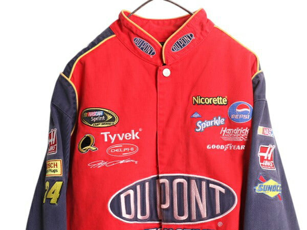 00s ナスカー オフィシャル レーシング ジャケット メンズ XL / オールド CHASE NASCAR ジェフゴードン DUPONT 当時物 ファイヤー パターン